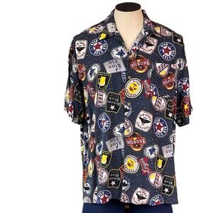 George Short Sleeve Beer Label Button Up Shirt size XL 46-48